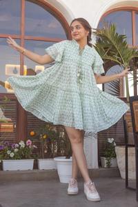 Indian hand block cotton short <b>dress</b> floral print party wear <b>dress</b> personalized bride wedding gift honeymoon <b>dress</b> gift for her - Product Image 4