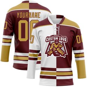 Maillot de hockey sur glace personnalisable, léger, antibactérien, 100% polyester, séchage rapide, col à lacets, nom de l'équipe sur le devant, logo unisexe - Product Image 6