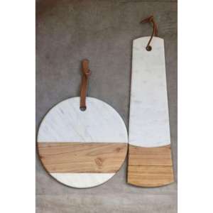 Planche à découper en bois et marbre artisanale Cuisine gastronomique Affichage de cuisine artistique pour présenter des expériences - Product Image 1