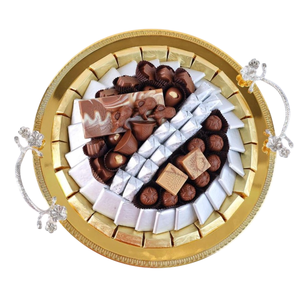 Best Quality Gold Plated Metal Oval Shape Chocolate Platter Eid Chocolate <b>Gift</b> Tray <b>Sweet</b> Serving Tray Chocolate Display On-Sale - Product Image 4