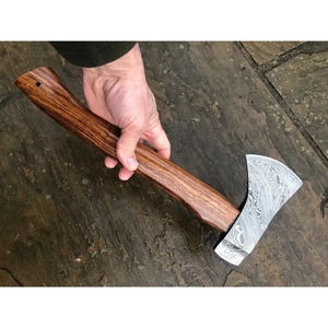 Hache à fendre Burraq personnalisée de 19,5 pouces en acier Damas, manche en bois de rose, étui en cuir, cadeau de camping, fait main, qualité industrielle - Product Image 5