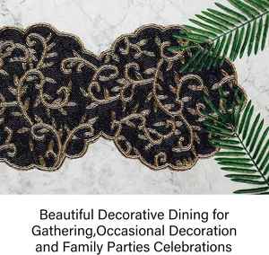 Napperon perlé Chargeur rond fait à la main pour salle à manger de luxe et décor de vacances Pièce unique perlé à la main, napperon, pendaison de crémaillère - Product Image 6