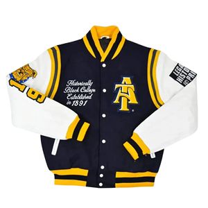 Para A & T HBCU Letterman Aggie Pride College Varsity chaqueta recubierta frontal bordado - Product Image 1