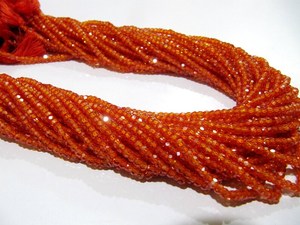 Cuentas de piedra facetada de circonita cúbica de cornalina naranja Natural CZ Rondelle, hebra de 3mm, 13 pulgadas de largo - Product Image 4