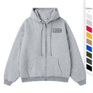 Qualité supérieure Heavyweight Zipper Hoodies Casual Surdimensionné Solide Couleur Polaire Hiver 100% Coton Écologique Respirant - Product Image 2