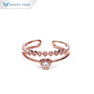 Bague Tianyu en argent sterling 925, sertie de moissanite pavée, 2 couleurs, design cœur, accessoire quotidien pour un style décontracté - Product Image 2