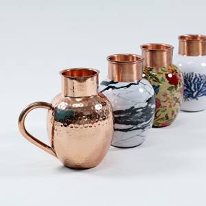 Elegante diseñador Ayurvédico hecho a mano puro cobre Metal jarra tapa función personalizada para agua y vino ecológico Drinkware India - Product Image 5