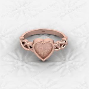 Venta de Navidad Plata de Ley 925 auténtica 8mm en forma de corazón Semi montaje en blanco bisel ajuste anillo de moda buena joyería de recuerdo - Product Image 4