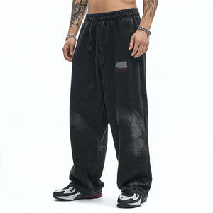 Pantalones Deportivos de Felpa para Hombre, Corte Recto, Gruesos, Ecológicos, Estilo Vintage, Lavado a la Piedra, Estampado de Diamantes de Imitación, con Cordón Ajustable - Product Image 4