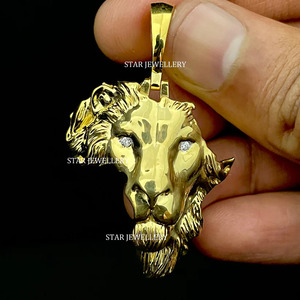 14K oro sólido Mapa de África diamante León colgante joyería fina. - Product Image 5