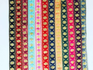 Lujoso oro Zari Floral bordado satén Saree encaje borde blusa Lehenga Kurti traje vestido-colorido Simple romántico Sexy - Product Image 3