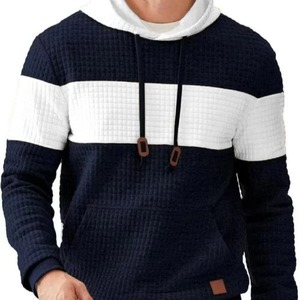 Nouveaux hommes couleur-blocage Simple et à la mode haut polyvalent pull ample à capuche printemps et automne mince sweat - Product Image 1