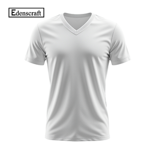 Camiseta de algodón 100% de alta calidad con cuello en V para hombre, ajuste Regular Formal, manga corta, gris sólido, tela de punto de tamaño Regular - Product Image 4