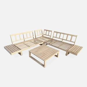 Conjunto de Sofás Blossom Garden con Madera Maciza de Teca en Acabado Natural, Cojines Impermeables para Uso en Exteriores Modernos y Hoteles - Product Image 5