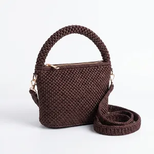 Bolso Bandolera Mini de Rafia Tejida para Mujer, Estilo Bohemio, Cierre de Cremallera, Asa Marrón, para Todas las Estaciones, ANA Madagascar 5 - Product Image 3