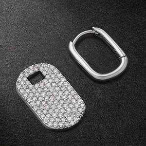 Pendientes cruzados colgantes de diamantes de Plata de Ley 925 para hombres, joyería fina - Product Image 3