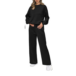Survêtements pour femmes personnalisés, ensembles deux pièces, haut court à épaules dénudées, sweat-shirt à capuche et pantalon, ensemble de jogging, survêtements d'hiver pour femmes - Product Image 3
