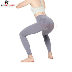 OEM de cintura alta de las mujeres de estilo casual gimnasio entrenamiento Yoga Leggings transpirable de compresión de punto de tela al por mayor - Product Image 5