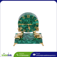 Jam Meja Antik Vintage Mewah Batu Permata Tiger Eye Dekoratif Buatan Tangan dari Logam untuk Dekorasi Rumah Elegan