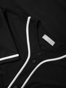 Maillot de baseball noir uni personnalisé coupe confortable maillot de baseball pour hommes chemises boutonnées sports d'équipe actifs maillots de baseball - Product Image 3