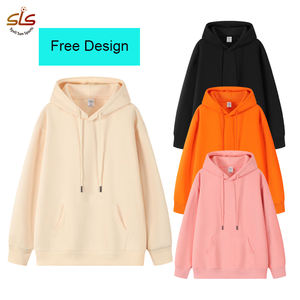 100% Cotton Oversized Solid Winter Hooded Pullover Sweatshirts Street Style <b>Black</b> Breathable Plain Dyed Technique Wholesale - Product Image 2