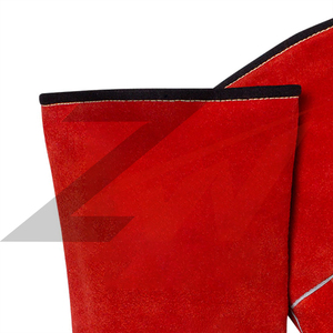 Gants de soudage TIG à l'argon en cuir de vachette, résistants à la chaleur, style hiver, décontractés et durables, en PU rouge avec impression par transfert thermique - Product Image 2