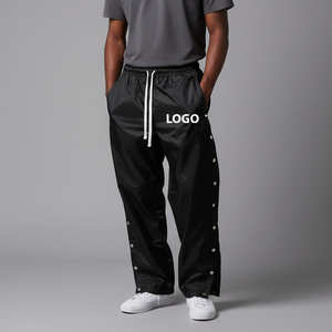 Pantalon de jogging coupe-vent en toile polyester/nylon respirant, antistatique, écologique, épais, avec cordon de serrage et broderie - Product Image 4