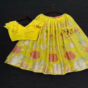 Desgaste ocasional Georgette con hilo y lentejuelas Trabajo Niños Lehenga Choli Fabricante y proveedor de Surat - Product Image 1