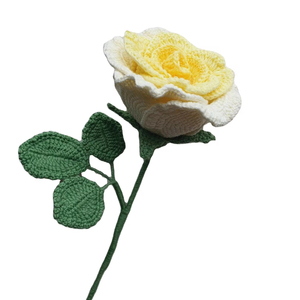 Flor de ganchillo hecha a mano Flores de lana tejidas artificiales Paquete flocado Regalo hecho a mano - Product Image 1