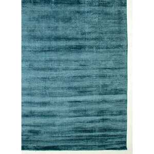 Jaipur Rugs UK-Modern Basis Blue Hand Loom Viscose Rug Phpv-20 Solid Color Rectangle <b>Cow</b> Hide for Living Room and Hallway - Product Image 4