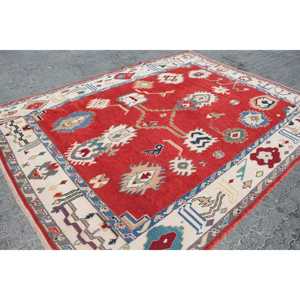 พรมตุรกี ขนาด 8.2x10.7 ฟุต พรมวินเทจ พรมขนสัตว์ขอบสีแดง - Product Image 3