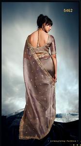 New Designer Embroidery Work Hand Worked Border & Body, Moti, Cutdana, Sequin, Saree With for Women Party Wear Wedding Wear - Product Image 6