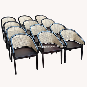 ที่พักแขนหวายสีดำแบบโบราณเก้าอี้ทรงหลุยส์ที่ทำจากไม้มะม่วงแข็งเก้าอี้รับประทานอาหารในงานแต่งงานในโรงแรมร้านอาหารเก้าอี้รับประทานอาหาร - Product Image 6