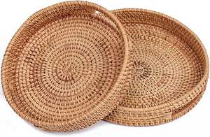 Plateau de service en frêne et rotin de haute qualité Décoration de table Plats Assiettes Design Personnalisé Fait à la main Fabricant du Vietnam - Product Image 5