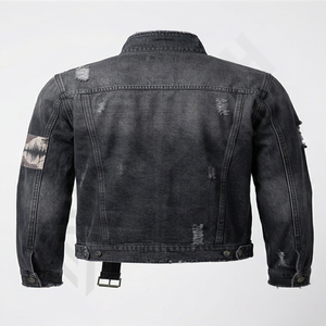 Chaqueta de Mezclilla de Algodón de Alta Calidad para Hombre, Cuello Alto, Botones con Logotipo Frontal, Lavado, Bordado Personalizado, Reversible, Ropa de Invierno - Product Image 2