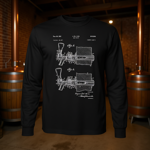 T-shirt à manches longues vintage 1951 avec motif de conception de robinet de bière, inspiré des plans brevetés de la fabrication artisanale de bière - Product Image 3