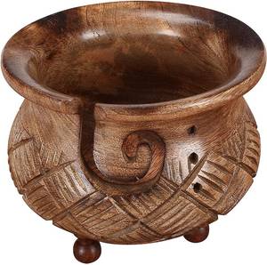 Cuenco de almacenamiento de hilo de madera para quemar Premium hecho a mano para tejer ganchillo costura soporte de hilo grande mejor regalo de Navidad - Product Image 2