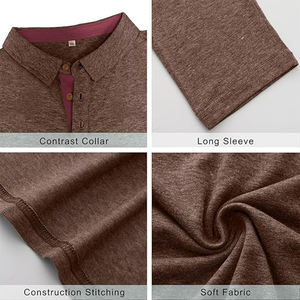 <b>Mens</b> for Long Sleeve <b>Shirt</b> Classic Button Solid Color Terry Fabric Quick Dry Casual <b>Shirts</b> <b>Brown</b> Low MOQ 10 - Product Image 6