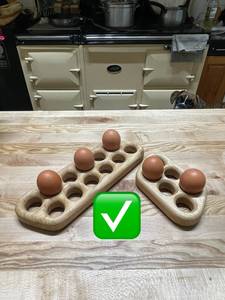 ชั้นเก็บไข่สองชั้นทำจากไม้ธรรมชาติแบบเรียบง่ายสำหรับวางบนเคาน์เตอร์ห้องครัวสไตล์บ้านไร่ - Product Image 4