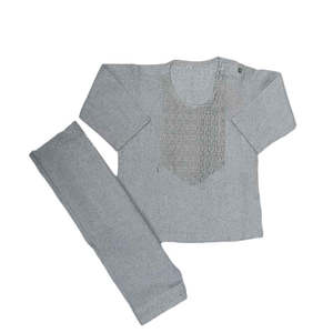 Shalwar Kameez Bordado para Bebés Recién Nacidos - Gris - Product Image 1