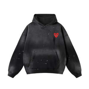 Sweat à capuche à épaules tombantes, délavé à l'acide, décoloré par le soleil, vente chaude, sur mesure, tendance streetwear, anti-boulochage, respirant, pour femme - Product Image 5