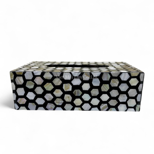 Caja de Pañuelos de Nácar, Hecha a Mano con Incrustaciones de Concha Natural, Decoración Ecológica de Lujo para el Hogar - Product Image 1