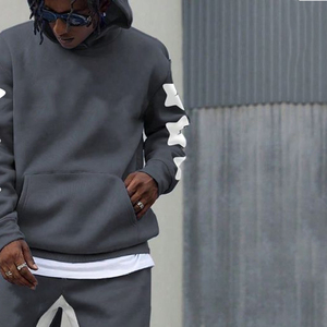 Conjunto de Sudadera con Capucha y Pantalones Deportivos de Invierno, Estampado Sólido, Felpa Francesa, Algodón Suave, Chándal para Hombre, Ropa Urbana - Product Image 6