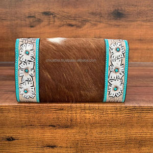 Venta al por mayor de fábrica nueva moda de lujo cuero mecanizado a mano RFID tarjetero carteras para mujer cuero de vaca genuino bolso de mano - Product Image 5