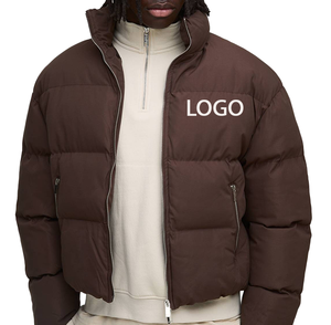 Veste matelassée surdimensionnée pour homme, doublure matelassée, polyester, col montant, imperméable, fermeture éclair, chaude, écologique, doudoune - Product Image 1