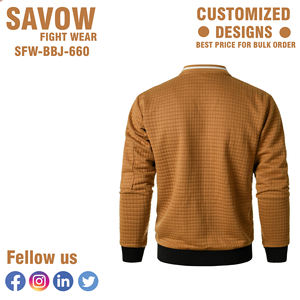 เสื้อแจ็คเก็ตเบสบอลผู้ชายแบบไฮบริด สไตล์บอมเบอร์ ผ้าซาตินลายริบ แขนเสื้อตัดสี ซิปและกระดุมแป๊ก ซับในเต็มตัว สไตล์สตรีท ด้านหน้า - Product Image 2