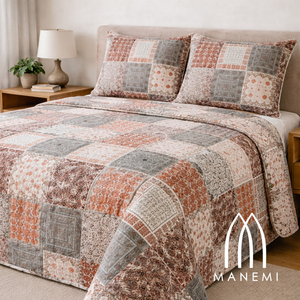 Copriletto Bohémien Patchwork Manemi in Poliestere Lavabile, Decorazione per la Casa, Varie Misure, Modello Mo-616 - Product Image 3