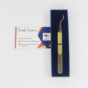 Pince à épiler de greffe de cils à pointe de fibre personnalisée au plasma doré Outil de beauté en acier inoxydable testé à la main Nouveau design de poignée Stock de Nouvelle-Zélande - Product Image 1