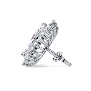 IGI Certified Lab Grown Diamond Marquise Cut Halo Stud <b>Earrings</b> <b>Solid</b> 925 Sterling <b>Silver</b> Cluster Diamond Stud <b>Earrings</b> - Product Image 2