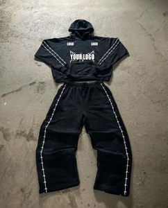 ชุดวอร์มลำลองผู้ชายไซส์พิเศษระบายอากาศได้ดี, ชุดวอร์มทรงถุงซักกรดพร้อมฮู้ดและกางเกงปักโลโก้ - Product Image 2